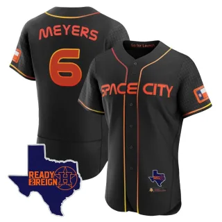 Men's Authentic Black Jake Meyers Houston Astros 2023 Space City Ready 2 Reign Flex Base Jersey
