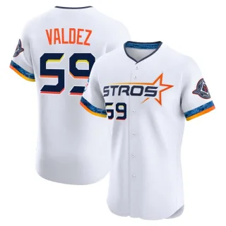 Men's Elite White Framber Valdez Houston Astros 2025 City Connect Jersey