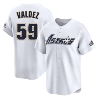 Men's Limited White Framber Valdez Houston Astros Throwback Cooperstown Collection Jersey