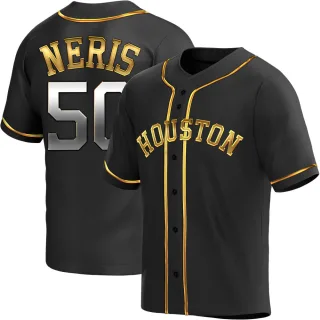 Men's Replica Black Golden Hector Neris Houston Astros Alternate Jersey