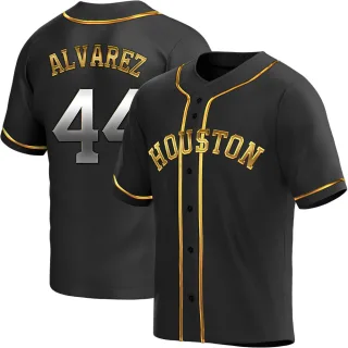 Men's Replica Black Golden Yordan Alvarez Houston Astros Alternate Jersey