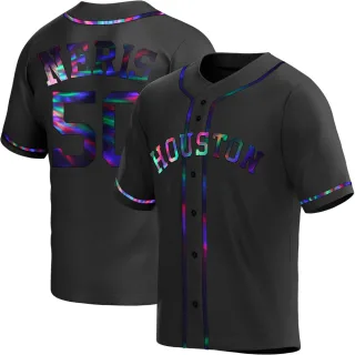 Men's Replica Black Holographic Hector Neris Houston Astros Alternate Jersey