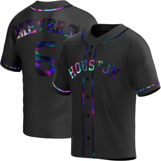 Men's Replica Black Holographic Jake Meyers Houston Astros Alternate Jersey