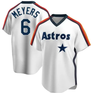 Men's Replica White Jake Meyers Houston Astros Home Cooperstown Collection Team Jersey
