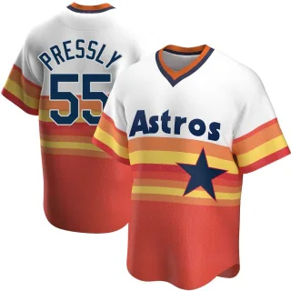 Men's Replica White Ryan Pressly Houston Astros Home Cooperstown Collection Jersey