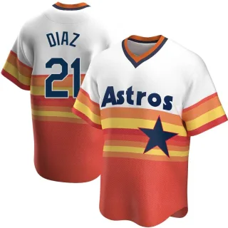 Men's Replica White Yainer Diaz Houston Astros Home Cooperstown Collection Jersey