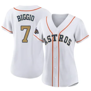 Women's Authentic Gold Craig Biggio Houston Astros White 2023 Collection Jersey