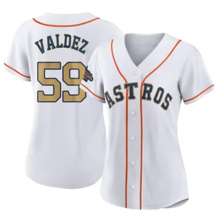 Women's Authentic Gold Framber Valdez Houston Astros White 2023 Collection Jersey