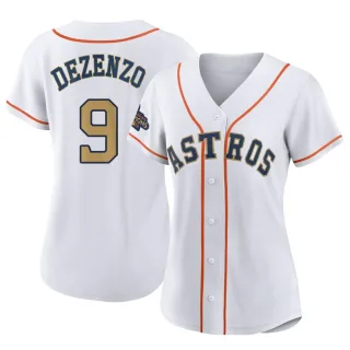 Women's Authentic Gold Zach Dezenzo Houston Astros White 2023 Collection Jersey