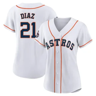 Women's Authentic White Yainer Diaz Houston Astros 2022 World Series Champions Home Jersey