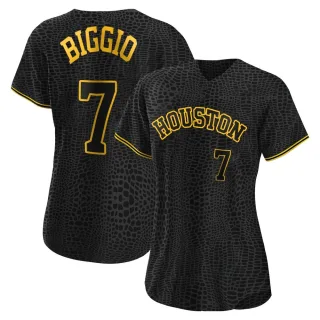 Women's Replica Black Craig Biggio Houston Astros Snake Skin City Jersey