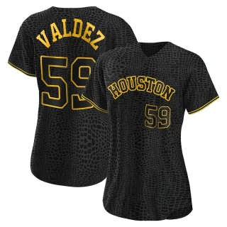 Women's Replica Black Framber Valdez Houston Astros Snake Skin City Jersey