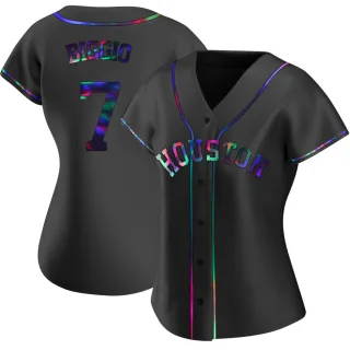 Women's Replica Black Holographic Craig Biggio Houston Astros Alternate Jersey