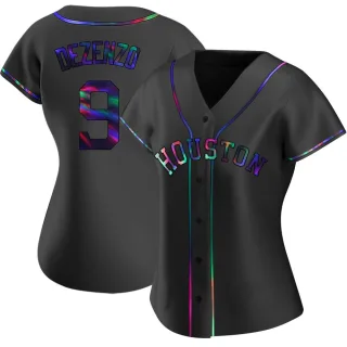 Women's Replica Black Holographic Zach Dezenzo Houston Astros Alternate Jersey