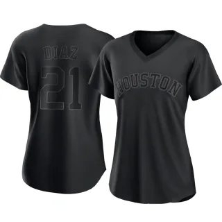 Women's Replica Black Yainer Diaz Houston Astros Pitch Fashion Jersey