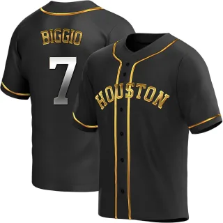 Youth Replica Black Golden Craig Biggio Houston Astros Alternate Jersey