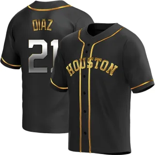 Youth Replica Black Golden Yainer Diaz Houston Astros Alternate Jersey