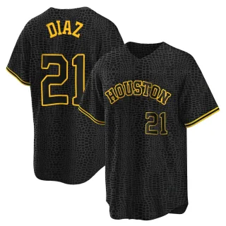 Youth Replica Black Yainer Diaz Houston Astros Snake Skin City Jersey
