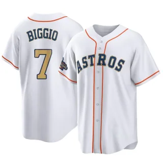 Youth Replica Gold Craig Biggio Houston Astros White 2023 Collection Jersey