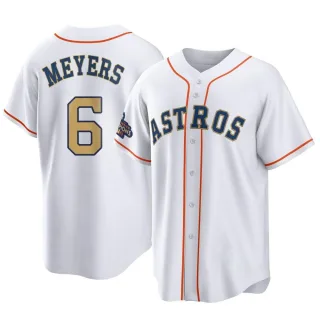 Youth Replica Gold Jake Meyers Houston Astros White 2023 Collection Jersey