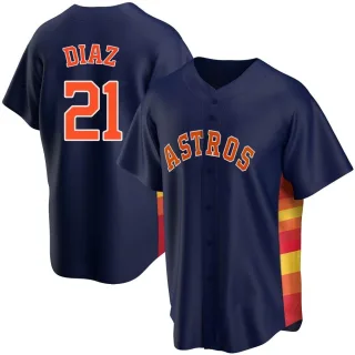 Youth Replica Navy Yainer Diaz Houston Astros Alternate Jersey