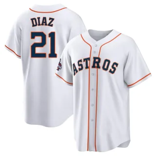 Youth Replica White Yainer Diaz Houston Astros 2022 World Series Champions Home Jersey